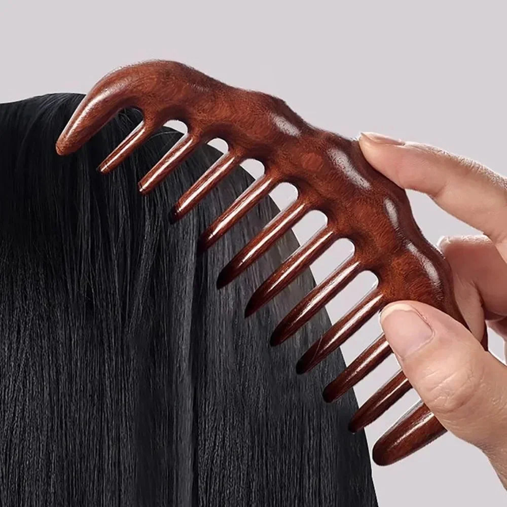 Natural Sandalwood Wide Tooth Detangling Hair Comb