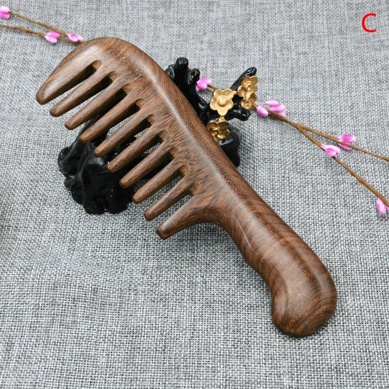 Natural Sandalwood Anti-Static Wide Tooth Hair Comb