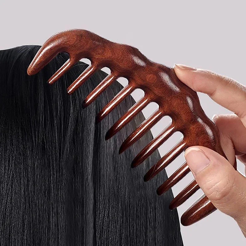 Natural Sandalwood Wide Tooth Detangling Hair Comb