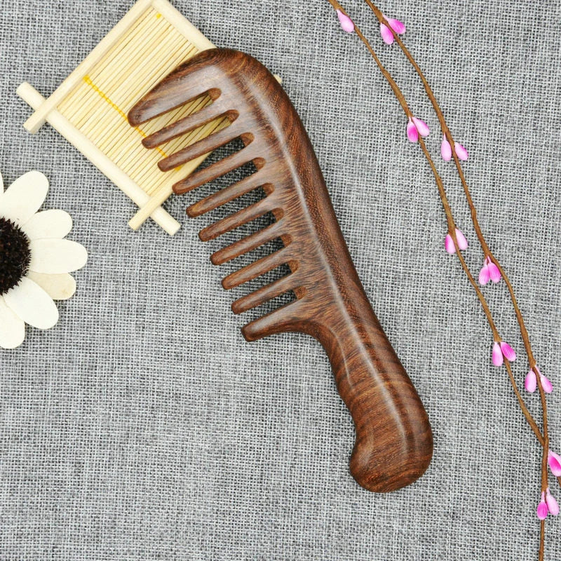 Natural Sandalwood Anti-Static Wide Tooth Hair Comb