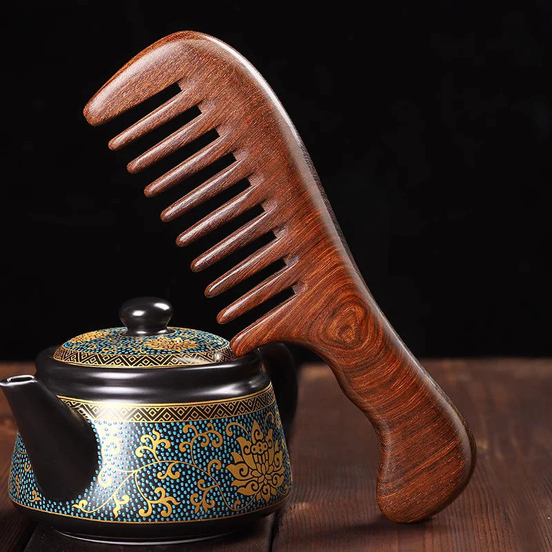 Natural Sandalwood Anti-Static Wide Tooth Hair Comb