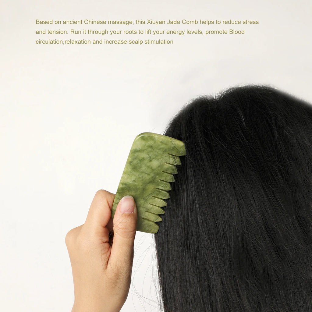 Natural Jade Anti-Static Massage Comb