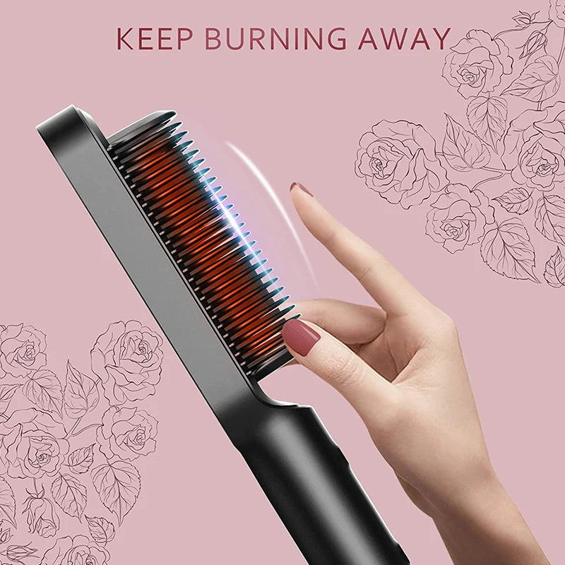 Professional PTC Quick-Heat Electric Hot Comb Hair Straightener