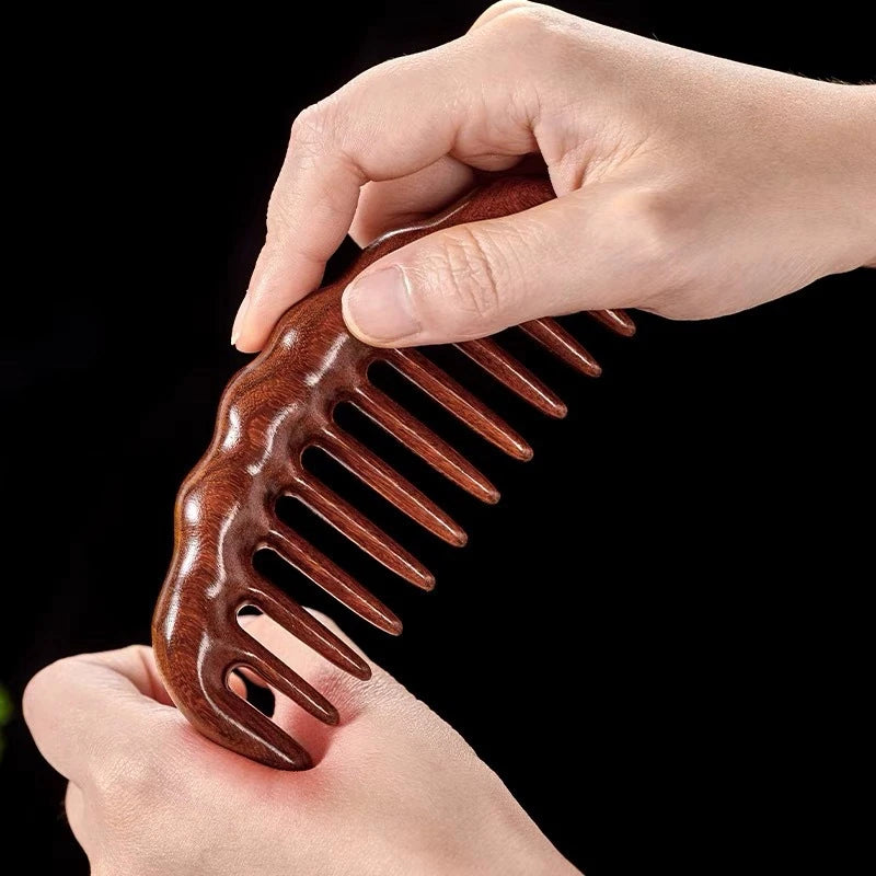 Natural Sandalwood Wide Tooth Detangling Hair Comb