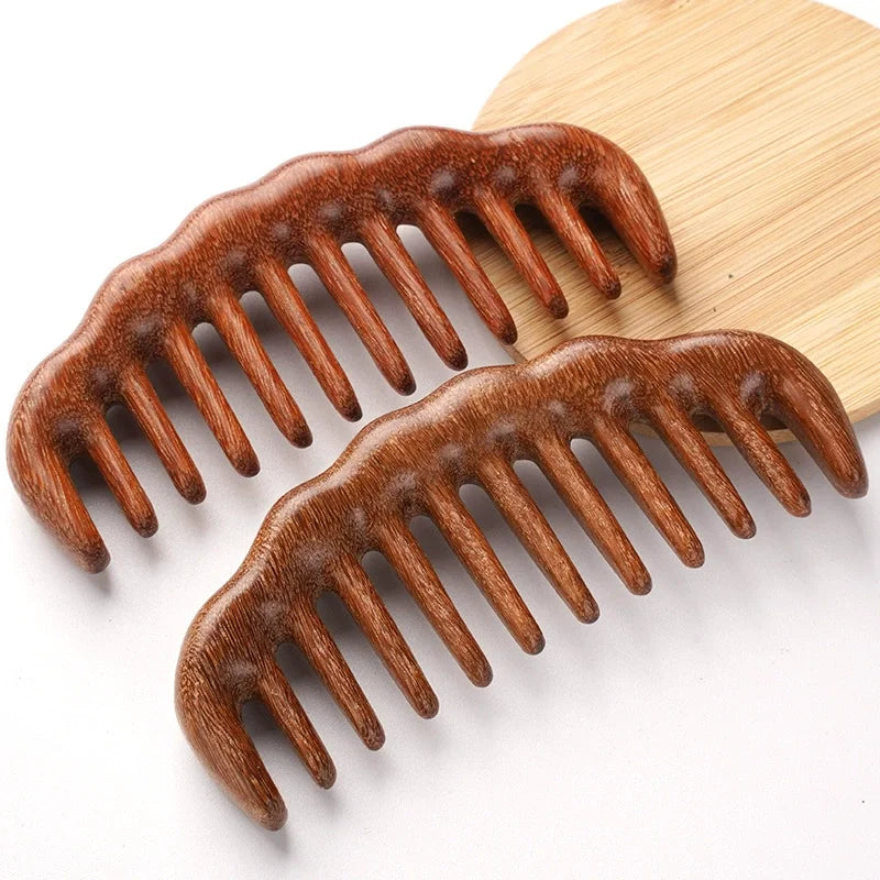 Natural Sandalwood Wide Tooth Detangling Hair Comb