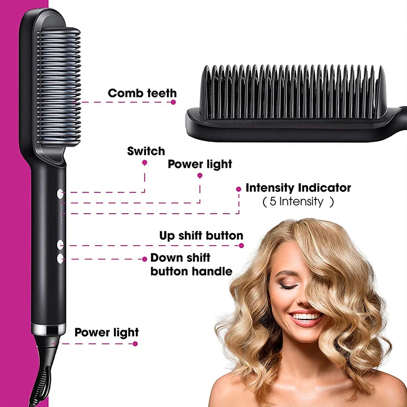 Professional PTC Quick-Heat Electric Hot Comb Hair Straightener