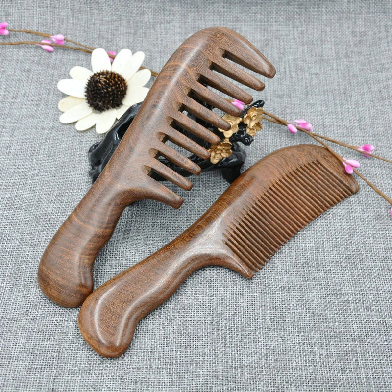 Natural Sandalwood Anti-Static Wide Tooth Hair Comb
