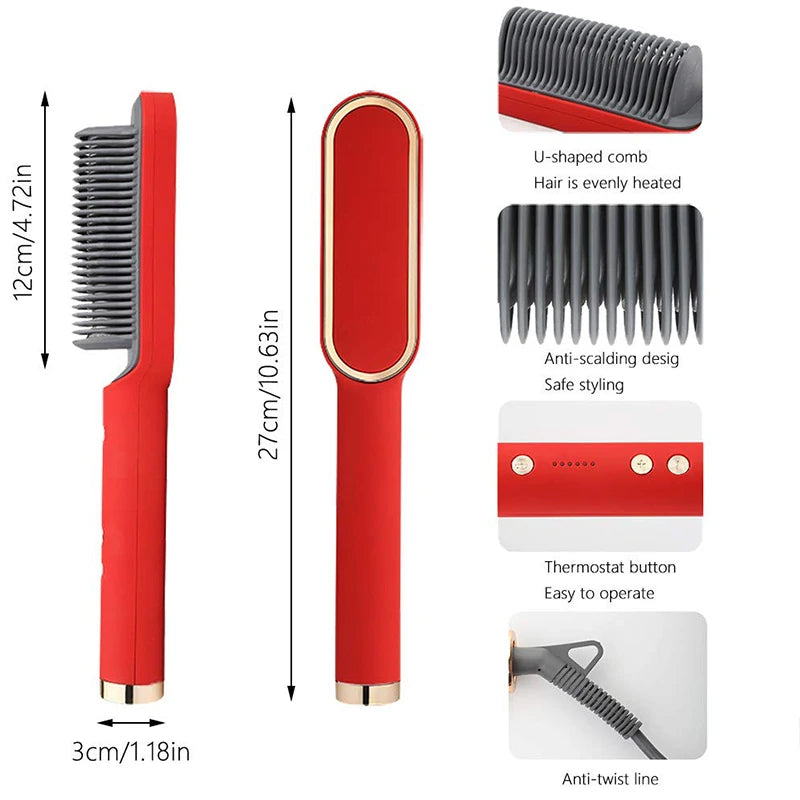 Professional PTC Quick-Heat Electric Hot Comb Hair Straightener