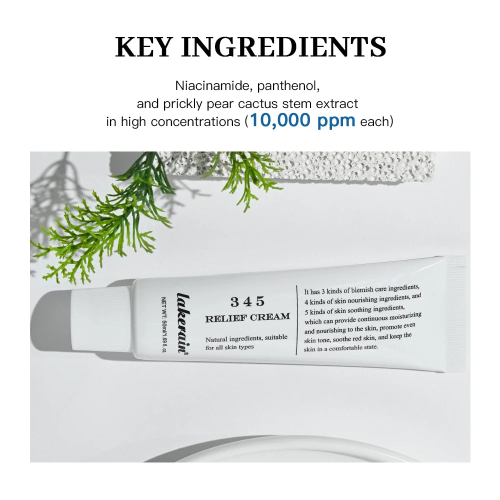 Lakerain 345 Relief Cream – Moisturizing, Brightening & Calming Korean Face Cream (50ml)