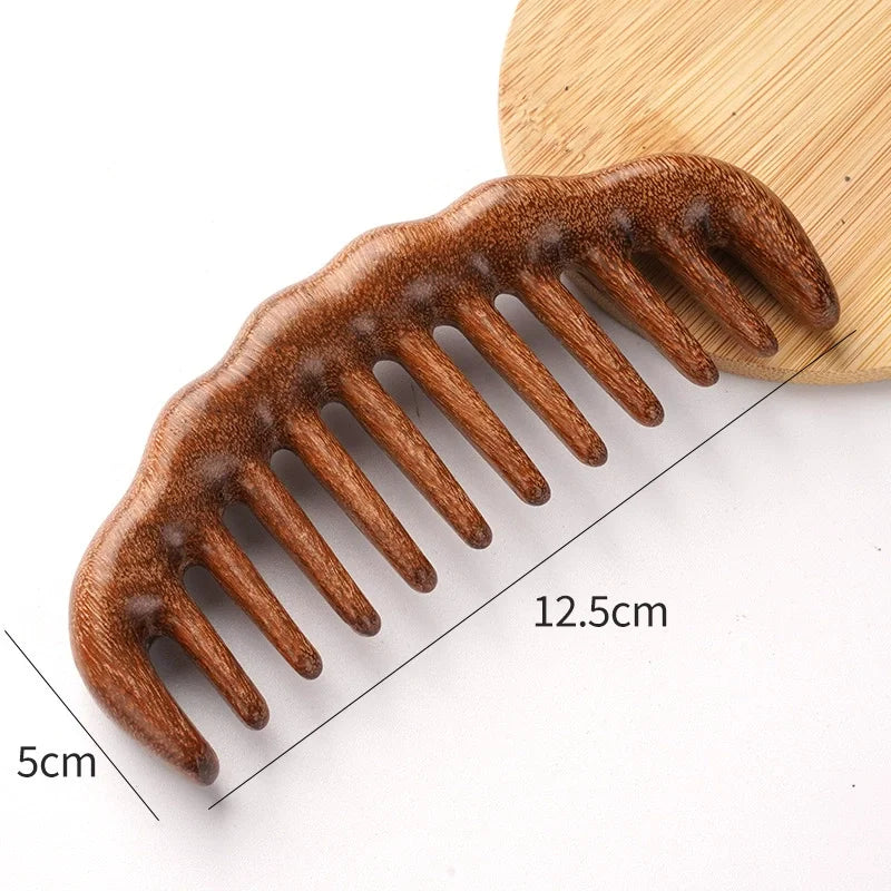 Natural Sandalwood Wide Tooth Detangling Hair Comb